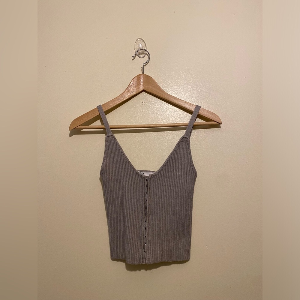 Zara Gray Ribbed Camisole. Size S. Style 3519/130/826